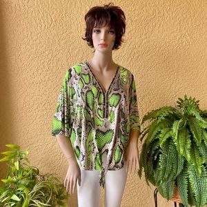 Lime green snake print top